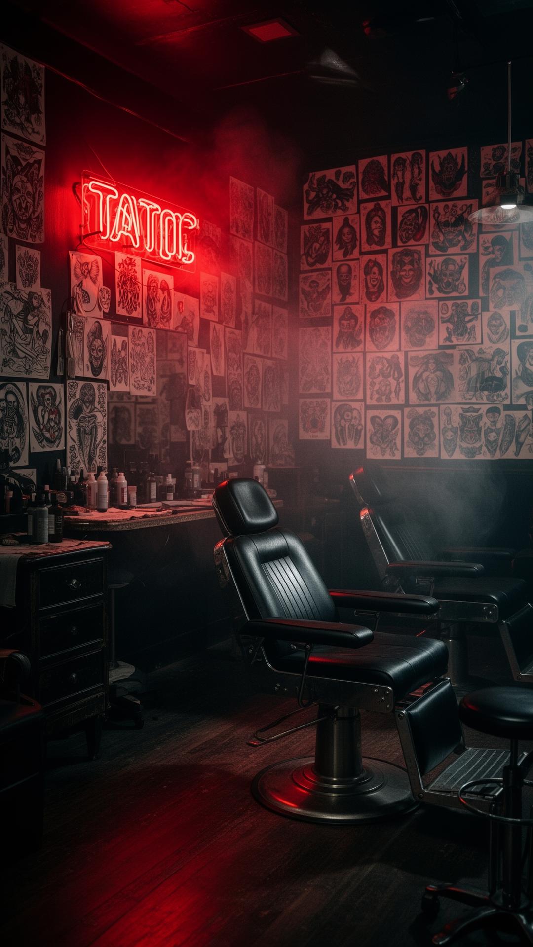Studio interior at night